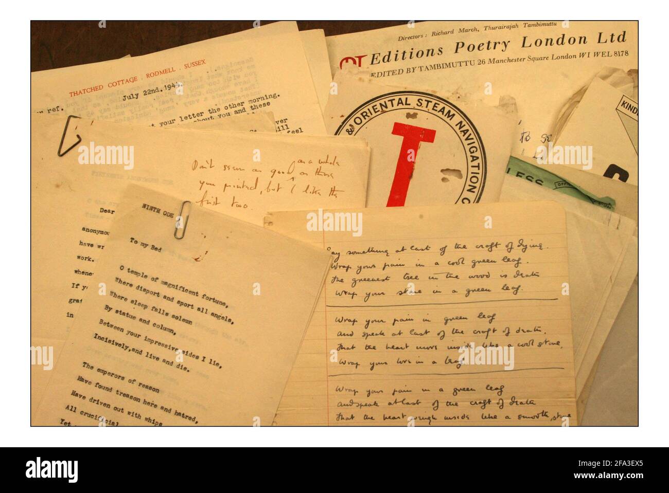 Fotografato nella British Library Christopher Fletcher con la collezione di Meary James Tambimuttu.Pic DAVID SANDISON. 24/2/2005 Foto Stock