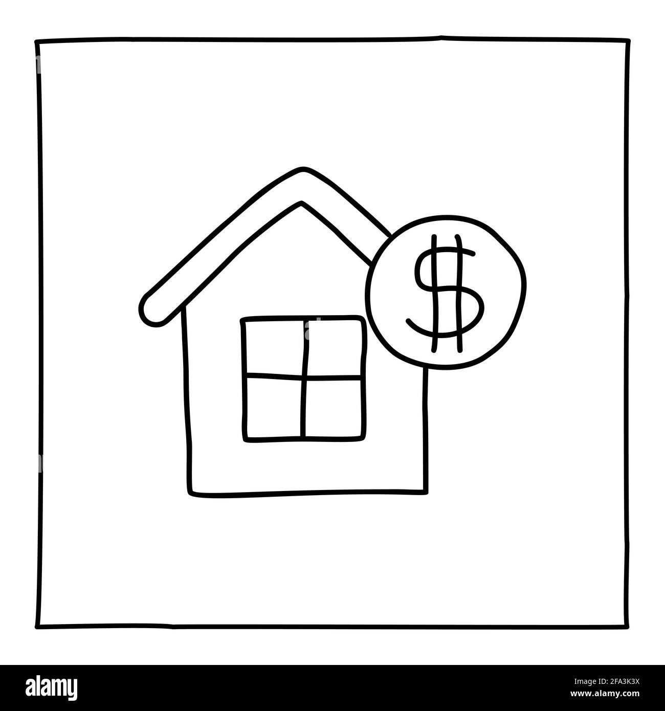 Doodle casa immobiliare icona Illustrazione Vettoriale