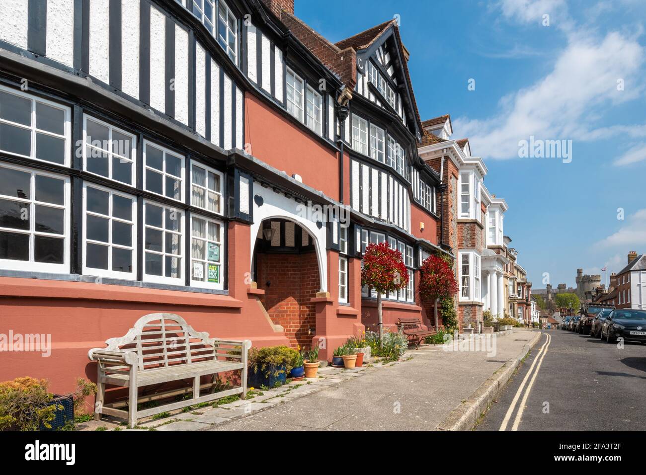 Vista di Arundel, una città mercato nel Sussex occidentale, Inghilterra, Regno Unito Foto Stock