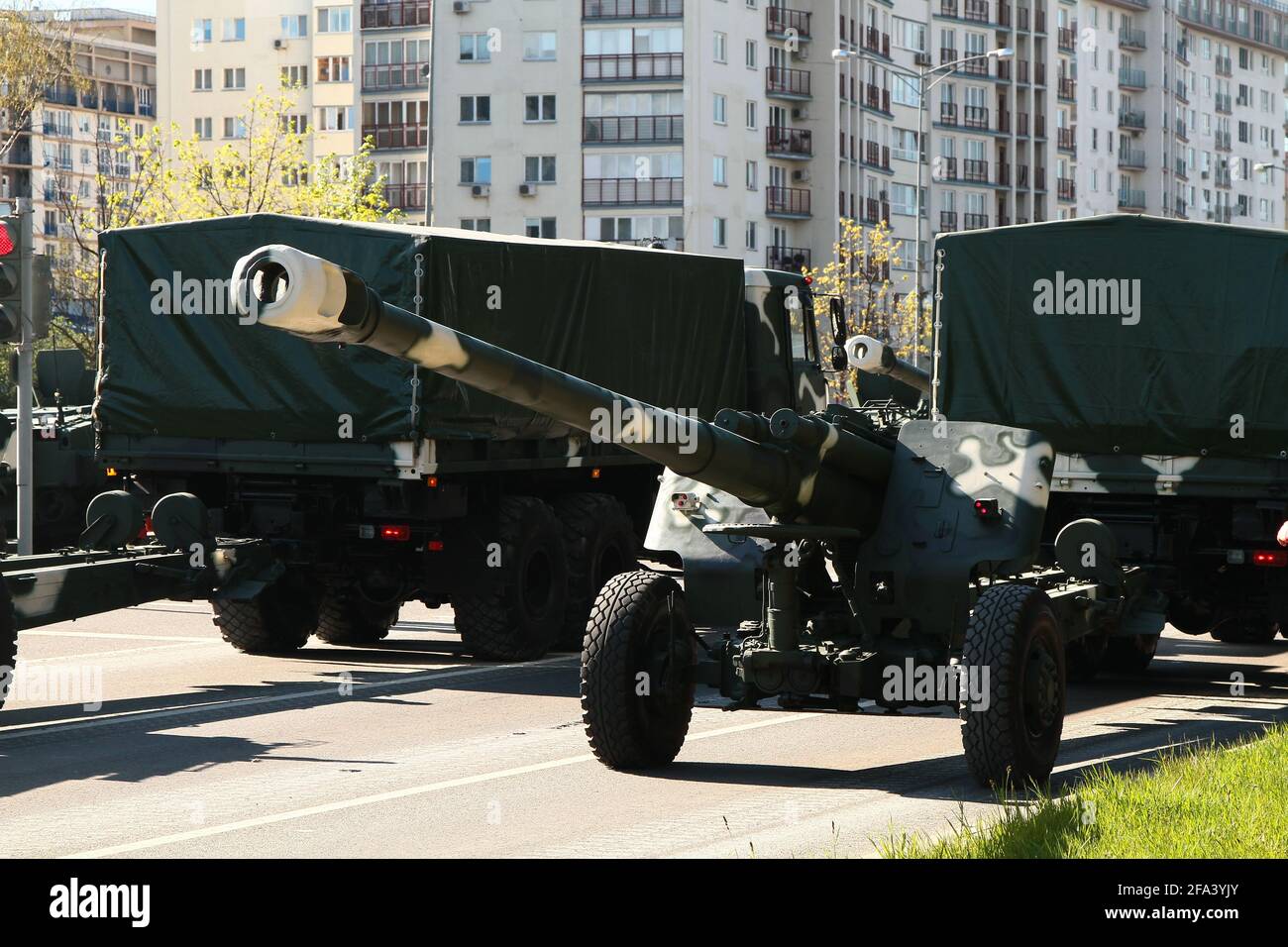 MINSK, BIELORUSSIA - 8 maggio 2020: Preparazione alla Parata nella Giornata della Vittoria. Foto Stock