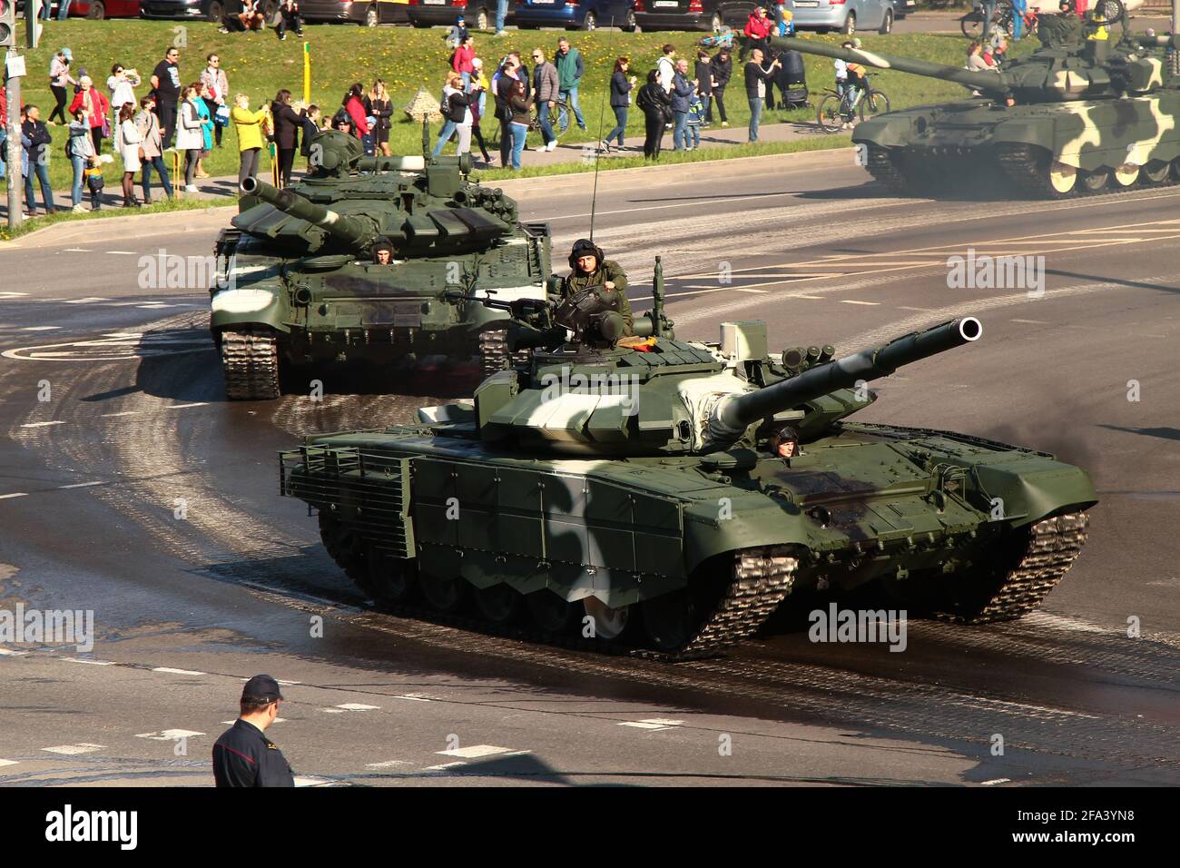 MINSK, BIELORUSSIA - 8 maggio 2020: Preparazione alla Parata nella Giornata della Vittoria. Foto Stock