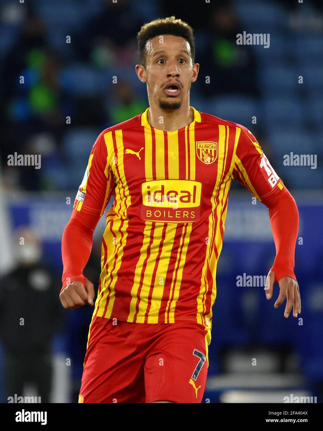 Callum Robinson di West Bromwich Albion durante la partita della Premier League al King Power Stadium di Leicester. Data immagine: Giovedì 22 aprile 2021. Foto Stock