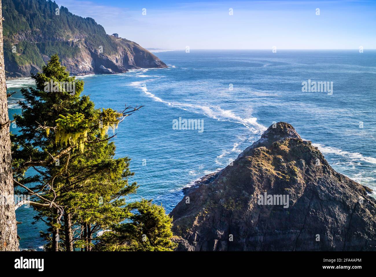Heceta Head Lighthouse parco dello stato punto panoramico a Firenze, Oregon Foto Stock