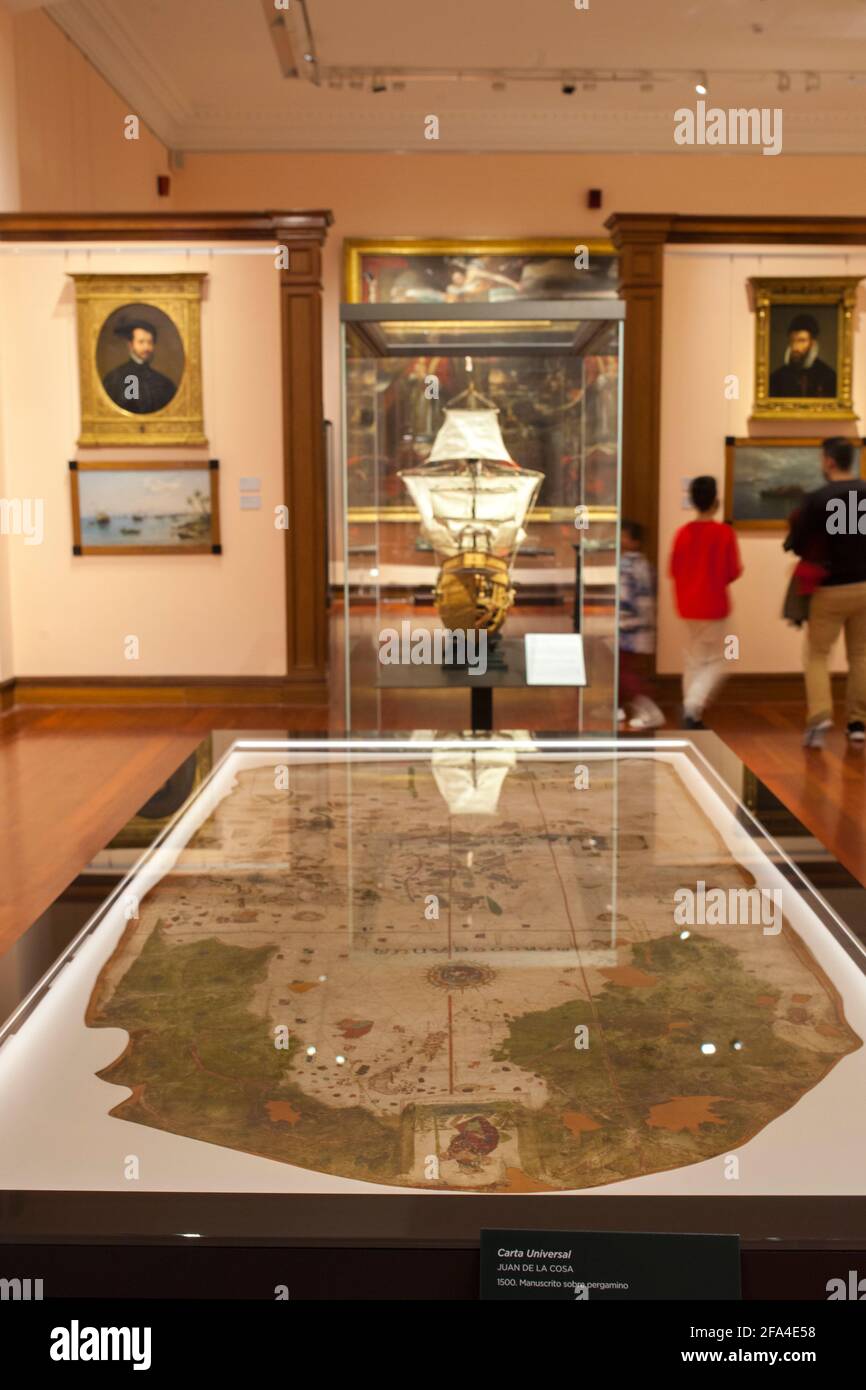 Madrid, Spagna - 6 marzo 2021: Vetreria della carta di Juan de la cosa. Museo Navale di Madrid, Spagna Foto Stock