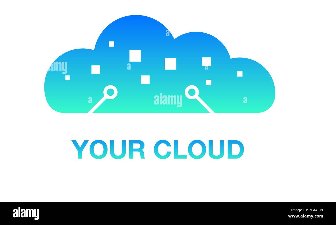 Concetto di cloud computing. Illustrazione delle informazioni digitali in un cloud. Foto Stock