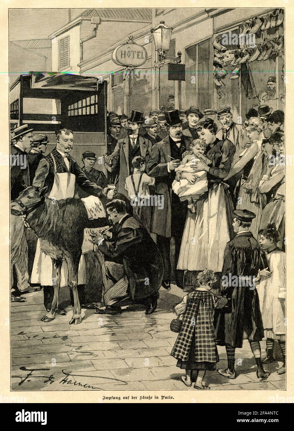 Impfung auf der Straße in Paris, 1897 / / Impfung auf der 1897 in Paris, 1897 / Zeitschrift,) Foto Stock