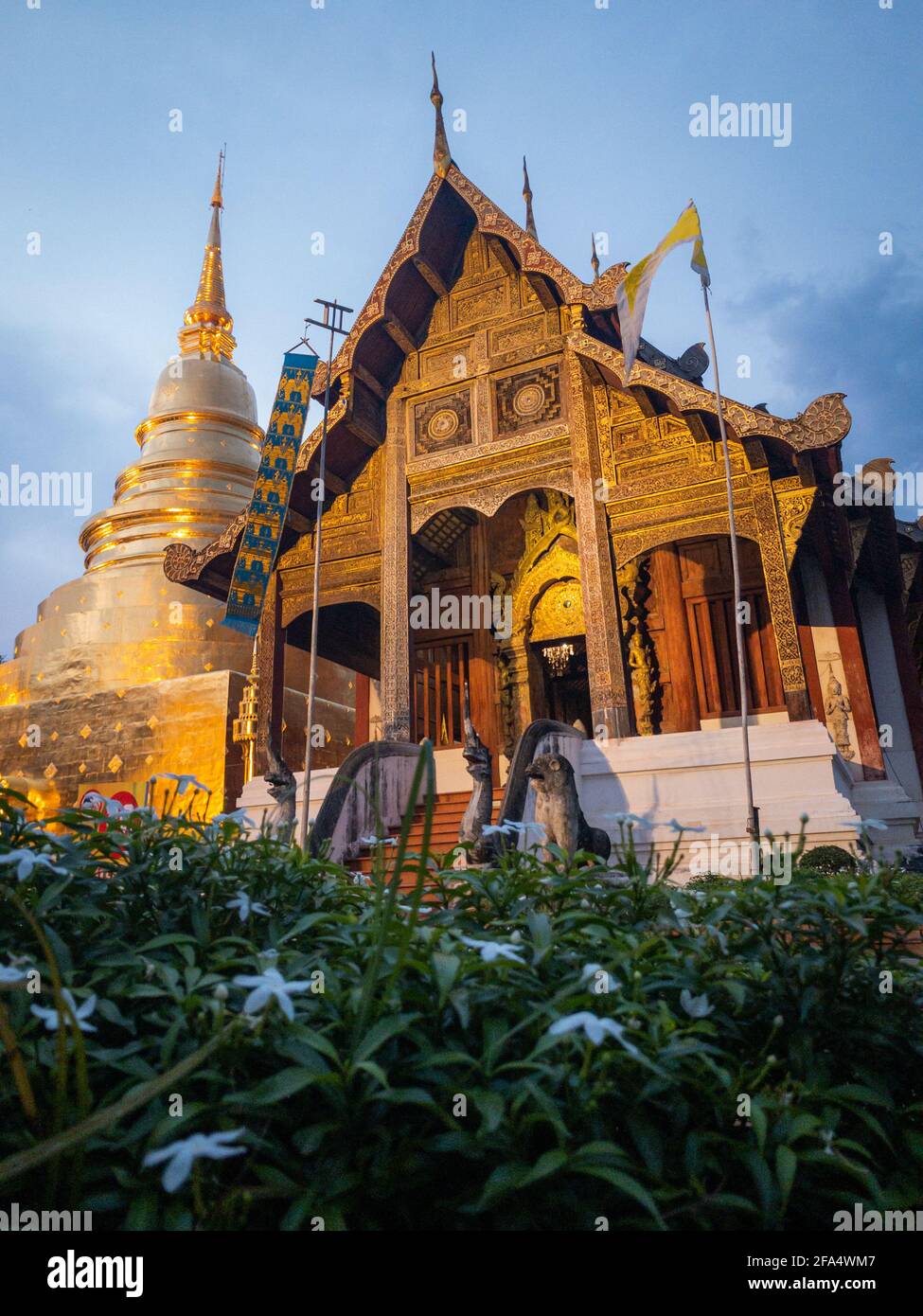 Phra Singh tempio antica cappella in verticale Foto Stock