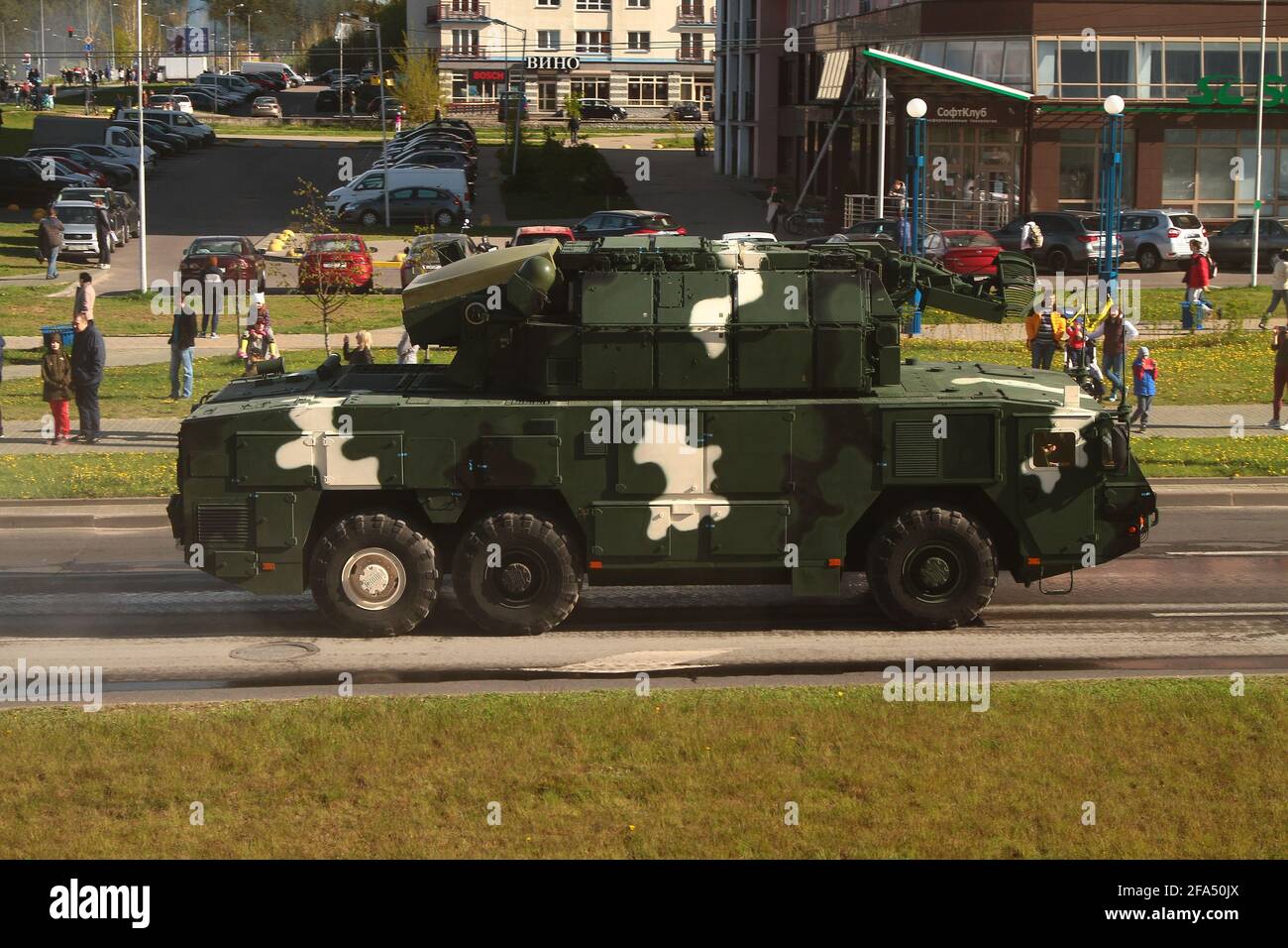 MINSK, BIELORUSSIA - 8 maggio 2020: Preparazione alla Parata nella Giornata della Vittoria. Foto Stock