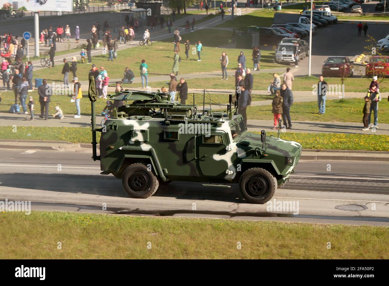 MINSK, BIELORUSSIA - 8 maggio 2020: Preparazione alla Parata nella Giornata della Vittoria. Foto Stock