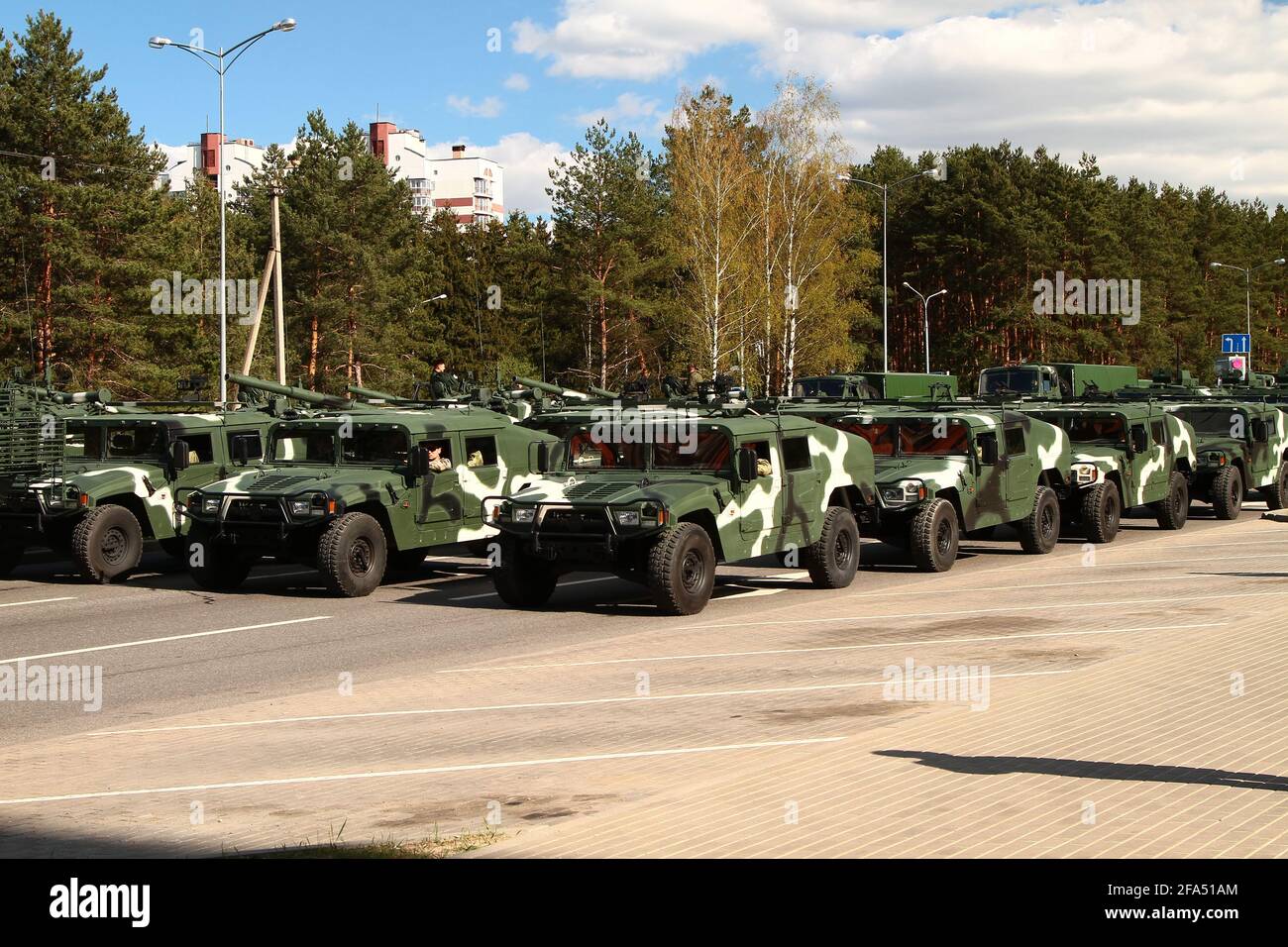 MINSK, BIELORUSSIA - 8 maggio 2020: Preparazione alla Parata nella Giornata della Vittoria. Foto Stock