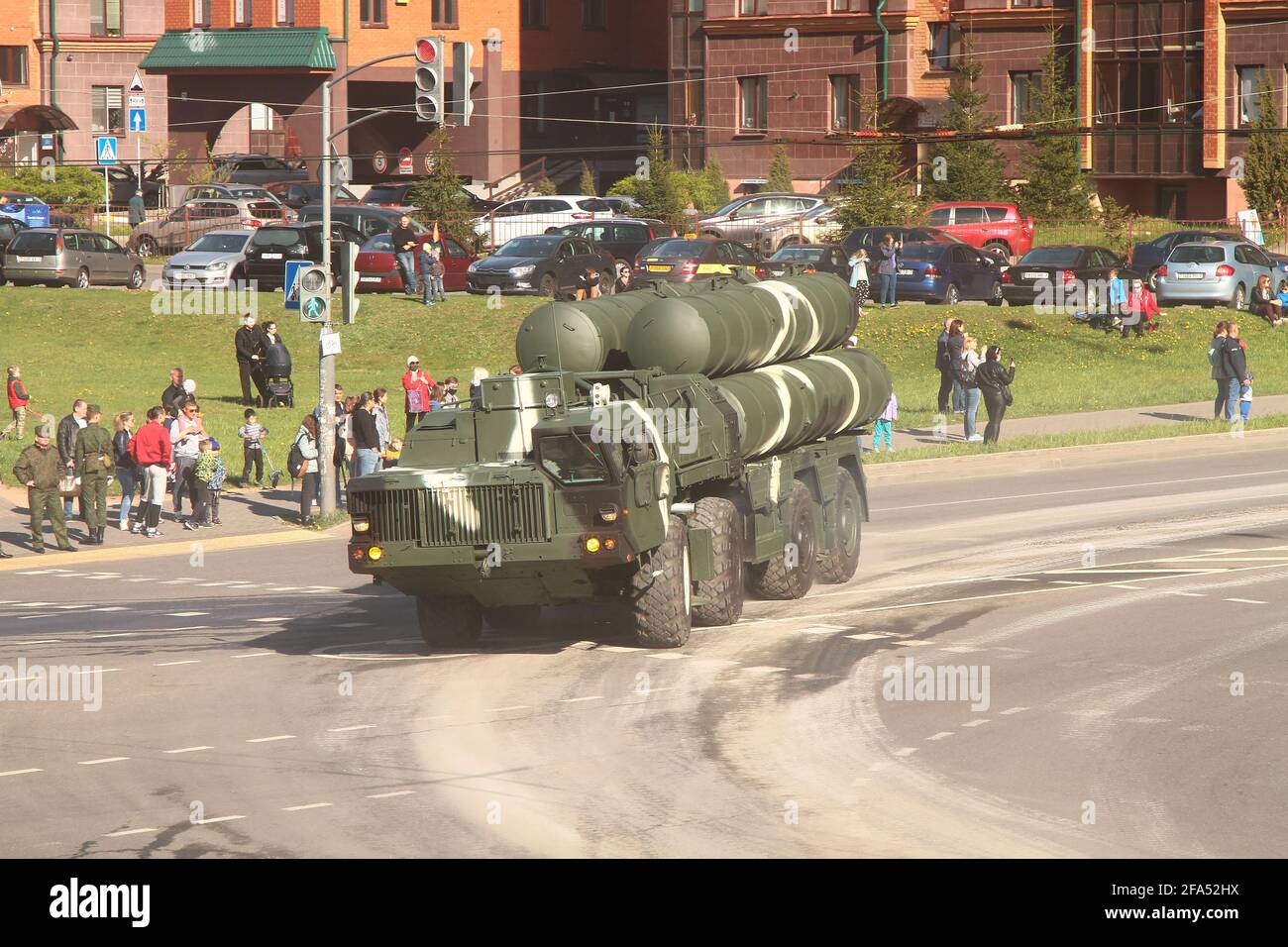 MINSK, BIELORUSSIA - 8 maggio 2020: Preparazione alla Parata nella Giornata della Vittoria. Foto Stock