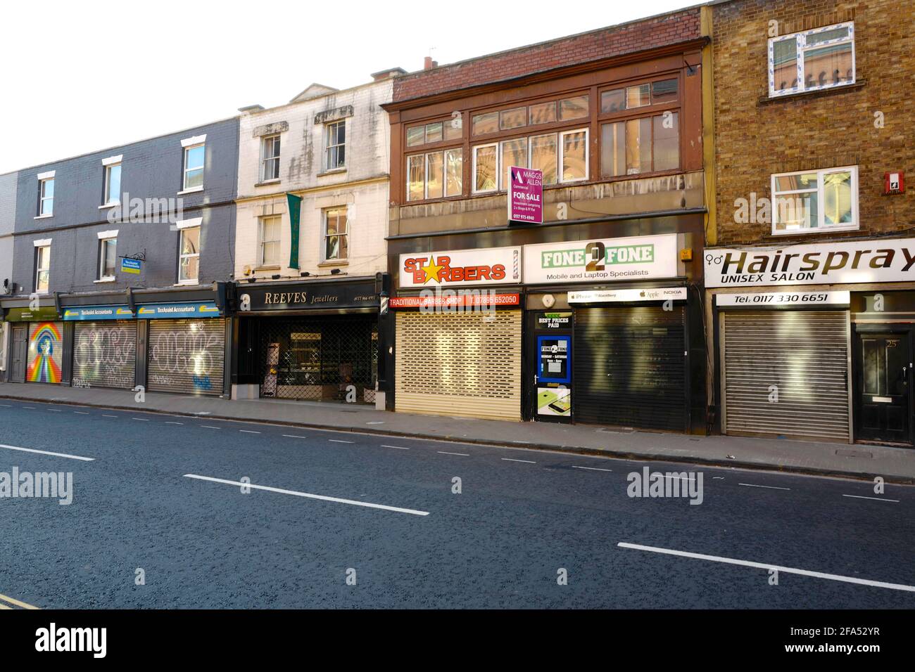 High Street locale "East Street Bedminster Bristol" Regno Unito Foto Stock