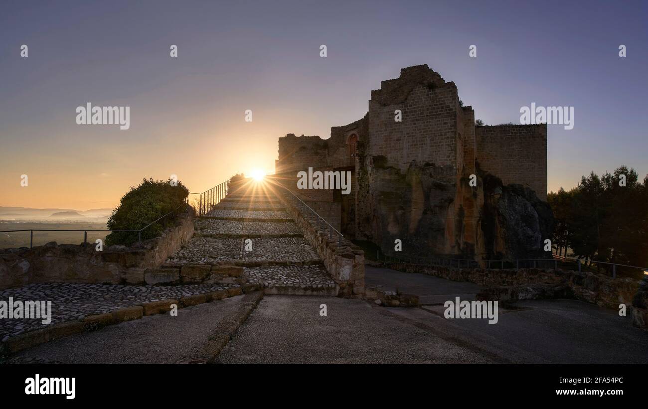 Castello di Montesa all'alba (Valencia - Spagna) Foto Stock