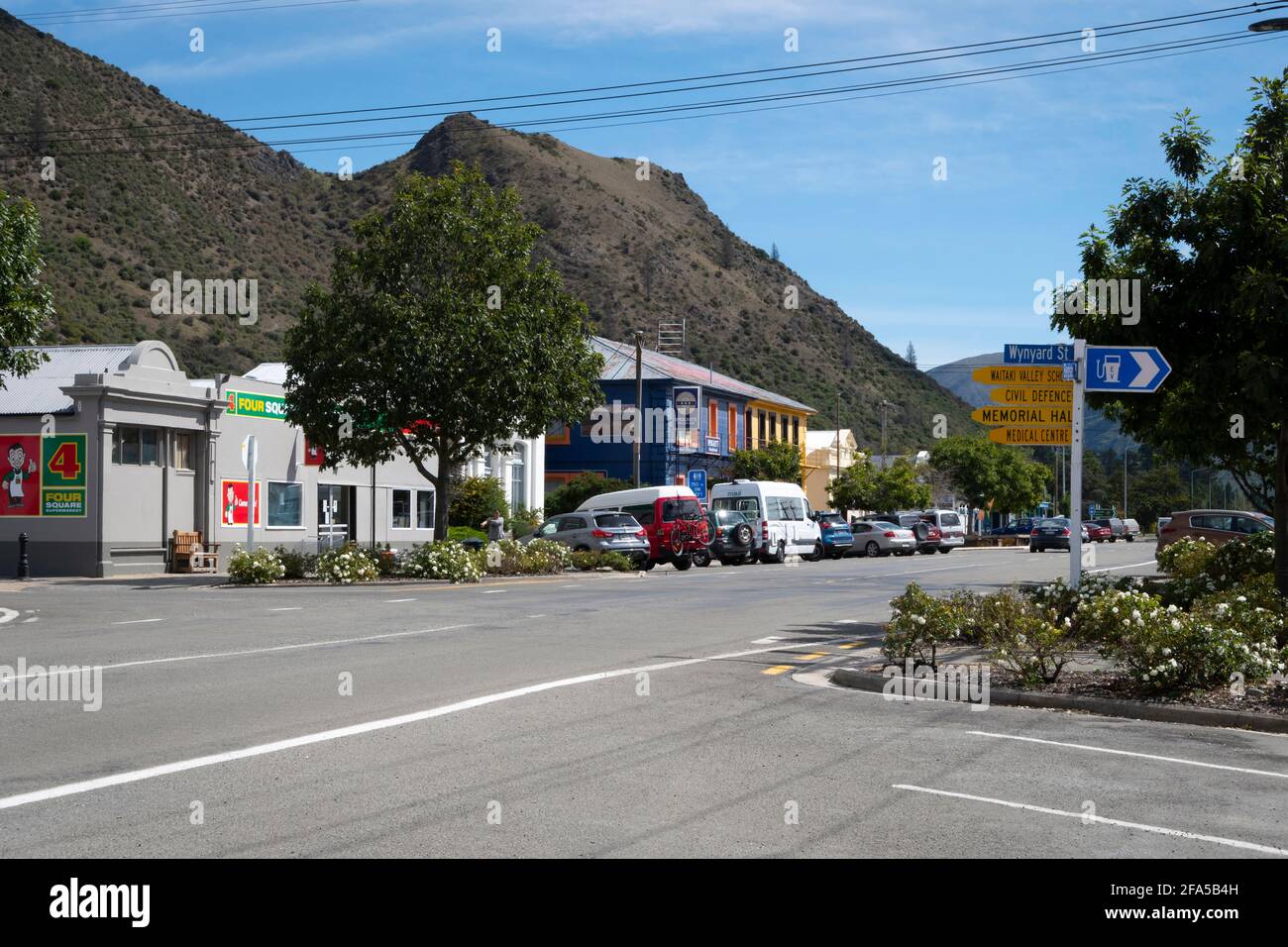 Bledislow Street, Kurow, Waitaki Valley, South Island, Nuova Zelanda Foto Stock