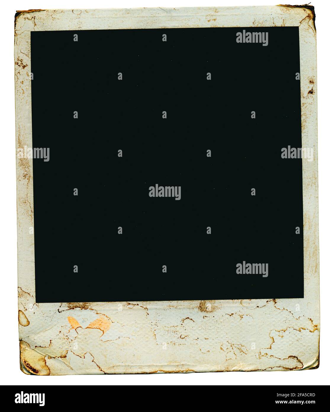 Bianco super grugnoso vintage istantanea foto. Cornice foto, spazio libero per foto e copia, isolato su bianco Foto Stock