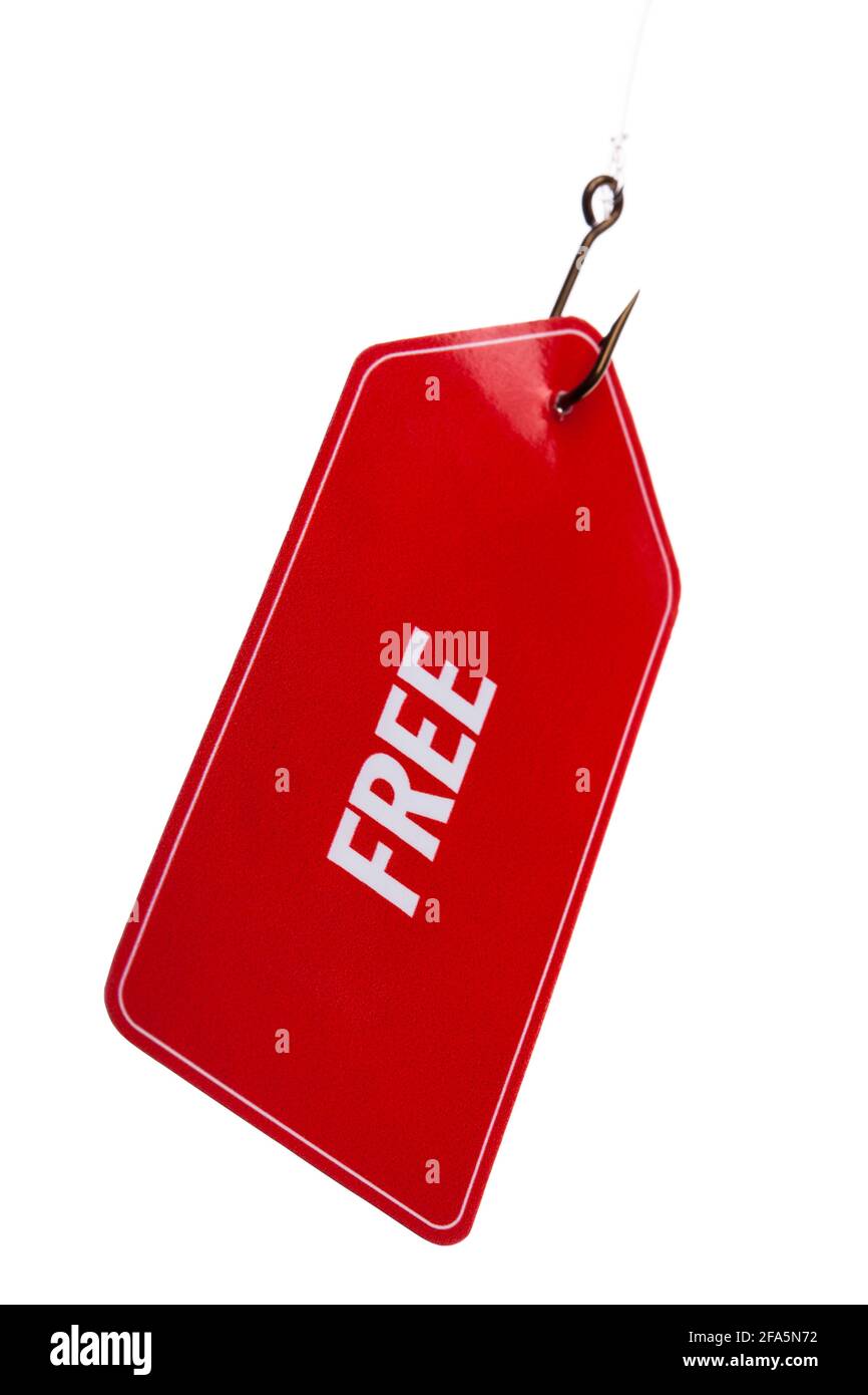 Intrappolare le persone con servizi gratuiti o frodi online gratuite. Foto Stock