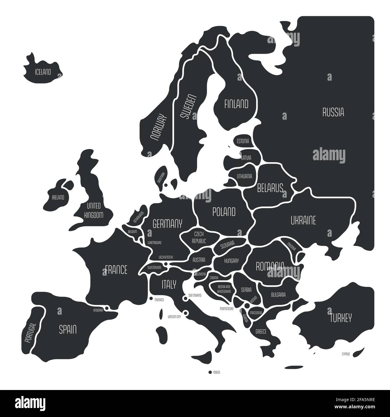 Mappa semplificata dell'Europa Immagine e Vettoriale - Alamy