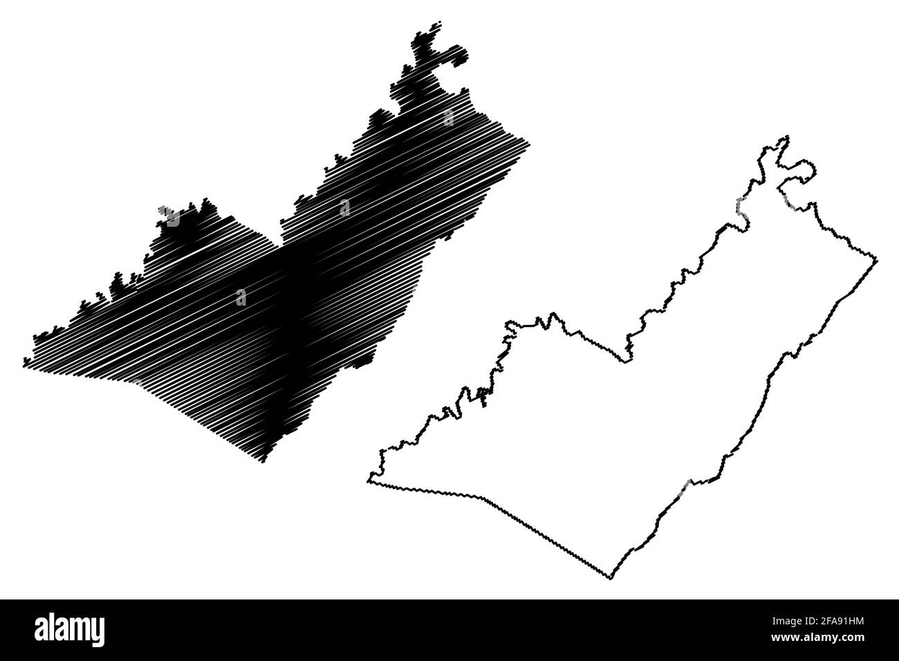 Mineral County, state of West Virginia (Stati Uniti, Stati Uniti d'America, Stati Uniti, Stati Uniti, Stati Uniti) mappa vettoriale, scrimble schizzo mappa minerale Illustrazione Vettoriale