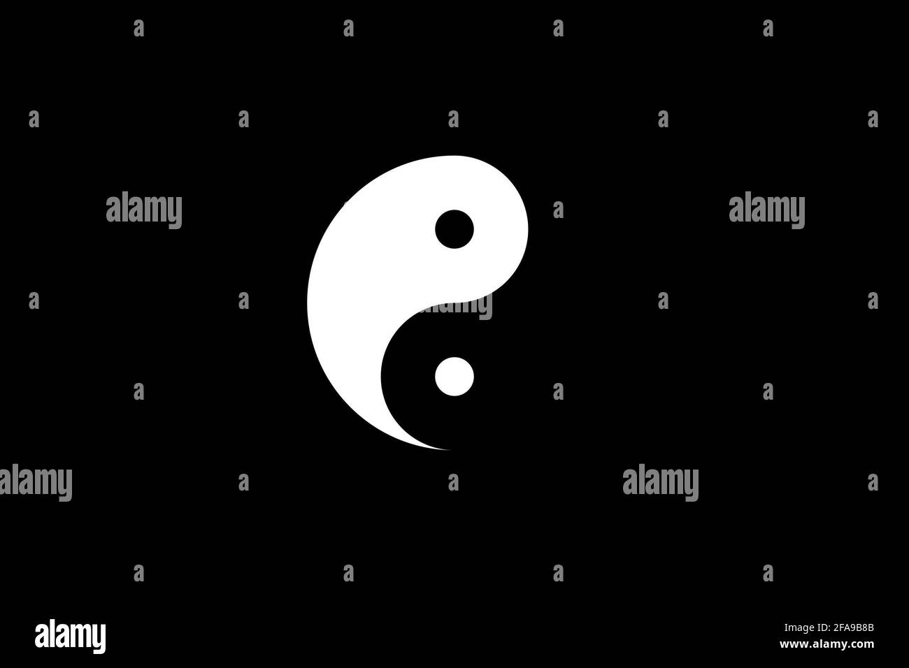 Taoismo artistico Yin Yang modello simbolo di pesce isolato su nero sfondo Foto Stock