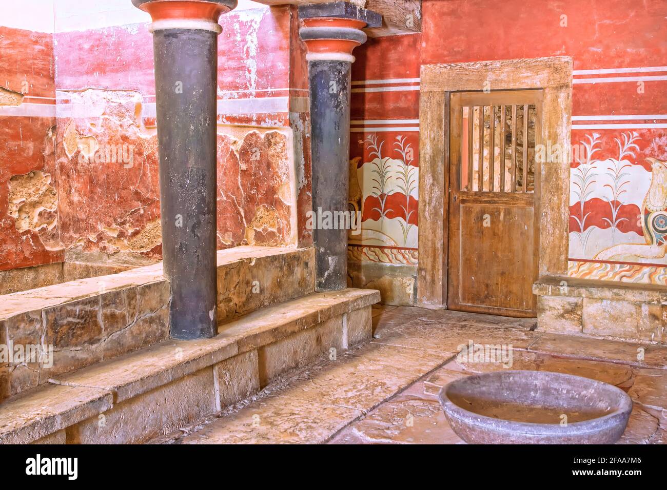 La Sala del Trono del Palazzo a Cnosso Foto Stock