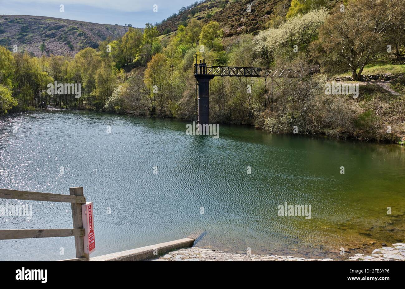 Lago artificiale di New Pool Hollow vicino a Carding Mill Valley, Church Stretton, Shropshire Foto Stock