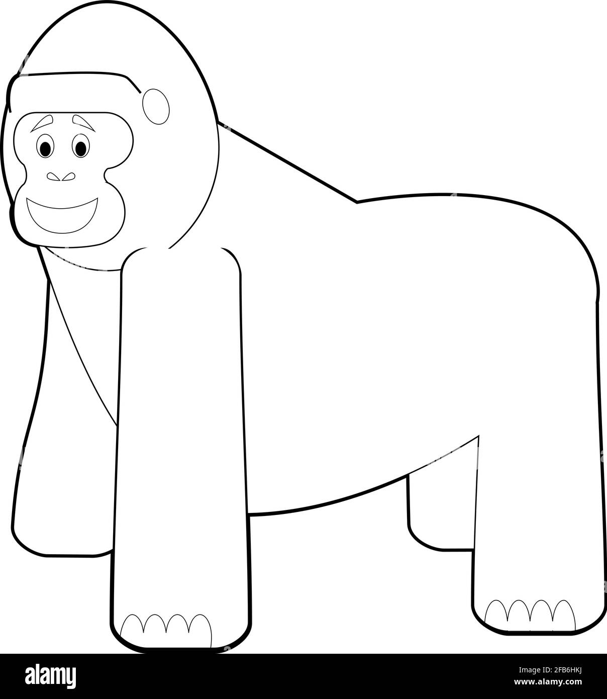 Disegni Facili Da Colorare Di Animali Per Bambini Piccoli Gorilla Immagine E Vettoriale Alamy