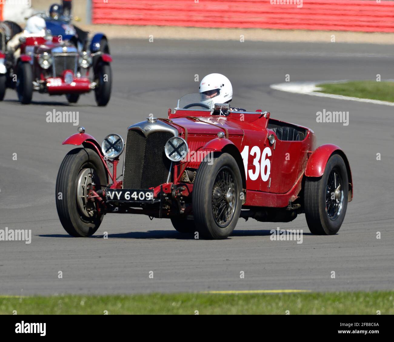 Rupert Mann, Riley Special, VSCC gara speciale per il Silverstone Trophy. GP Itala Trophy Race Meeting, Silverstone, 17 aprile 2021. Foto Stock