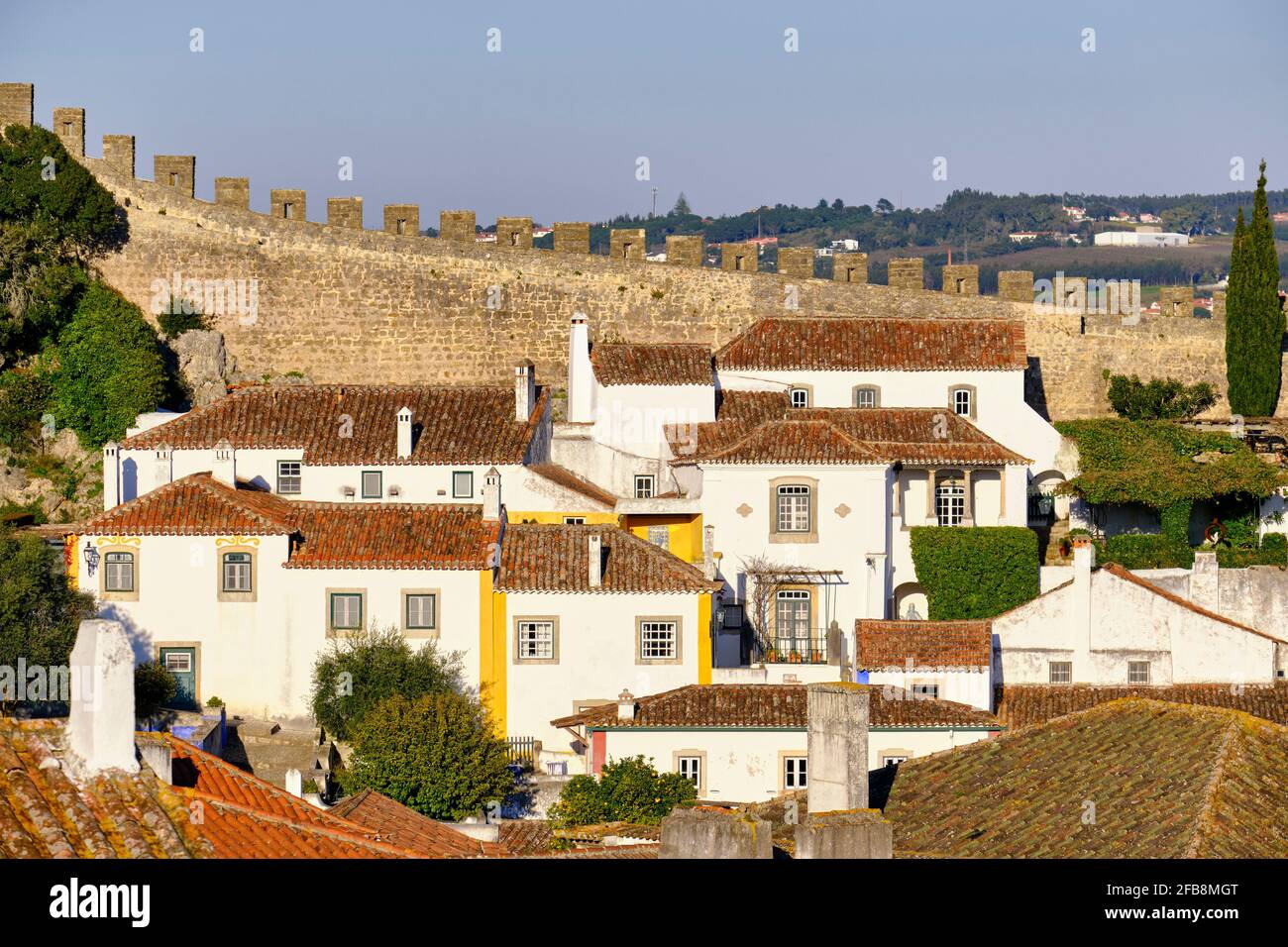 Obidos, un tradizionale borgo medievale portato alle brughiere nel 12 ° secolo. Portogallo Foto Stock