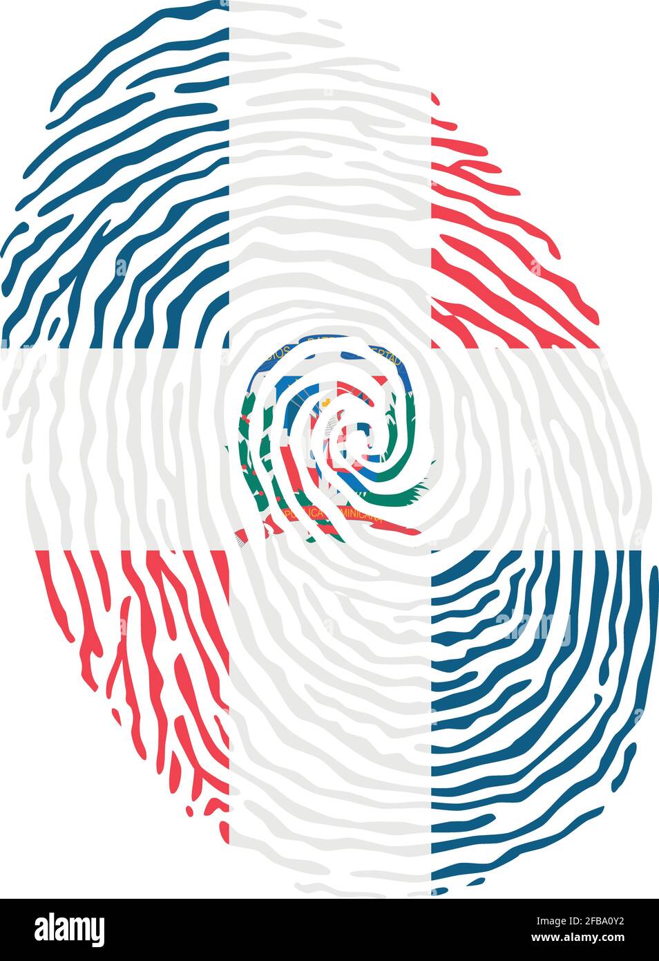 Vettore di impronte digitali colorato con la bandiera nazionale della Repubblica Dominicana Illustrazione Vettoriale
