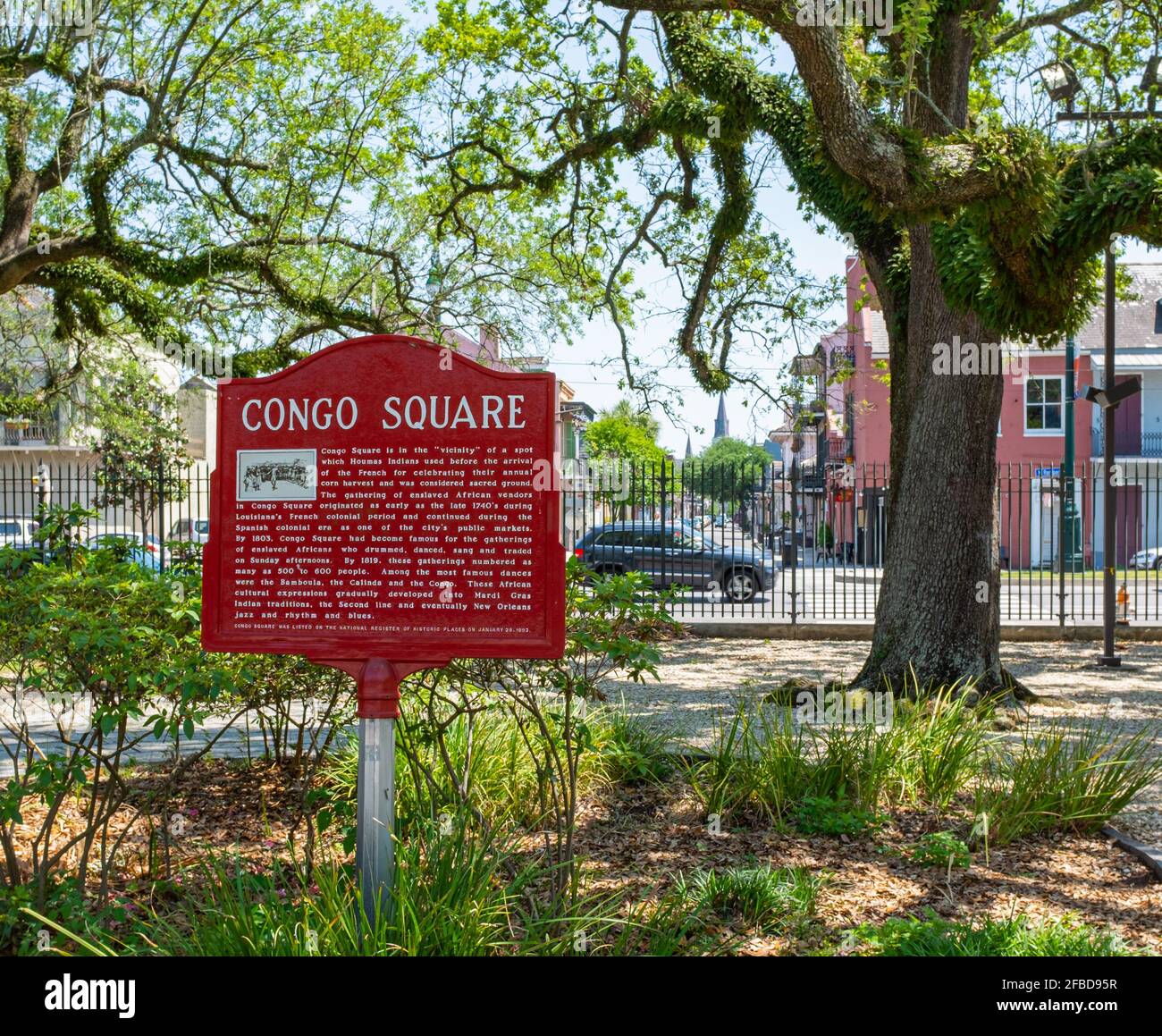 NEW ORLEANS, LA, USA - 11 APRILE 2021: Congo Square, marcatore storico nel Louis Armstrong Park Foto Stock
