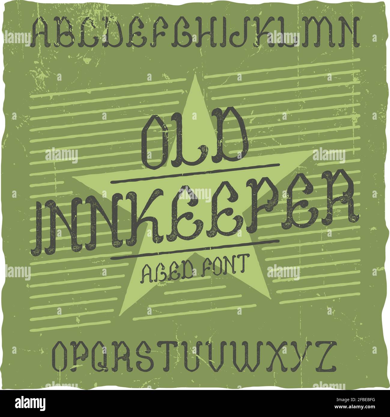 Font etichetta vintage chiamato Innkeeper. Buono da usare in tutte le etichette di design retrò di bevande alcoliche. Illustrazione Vettoriale