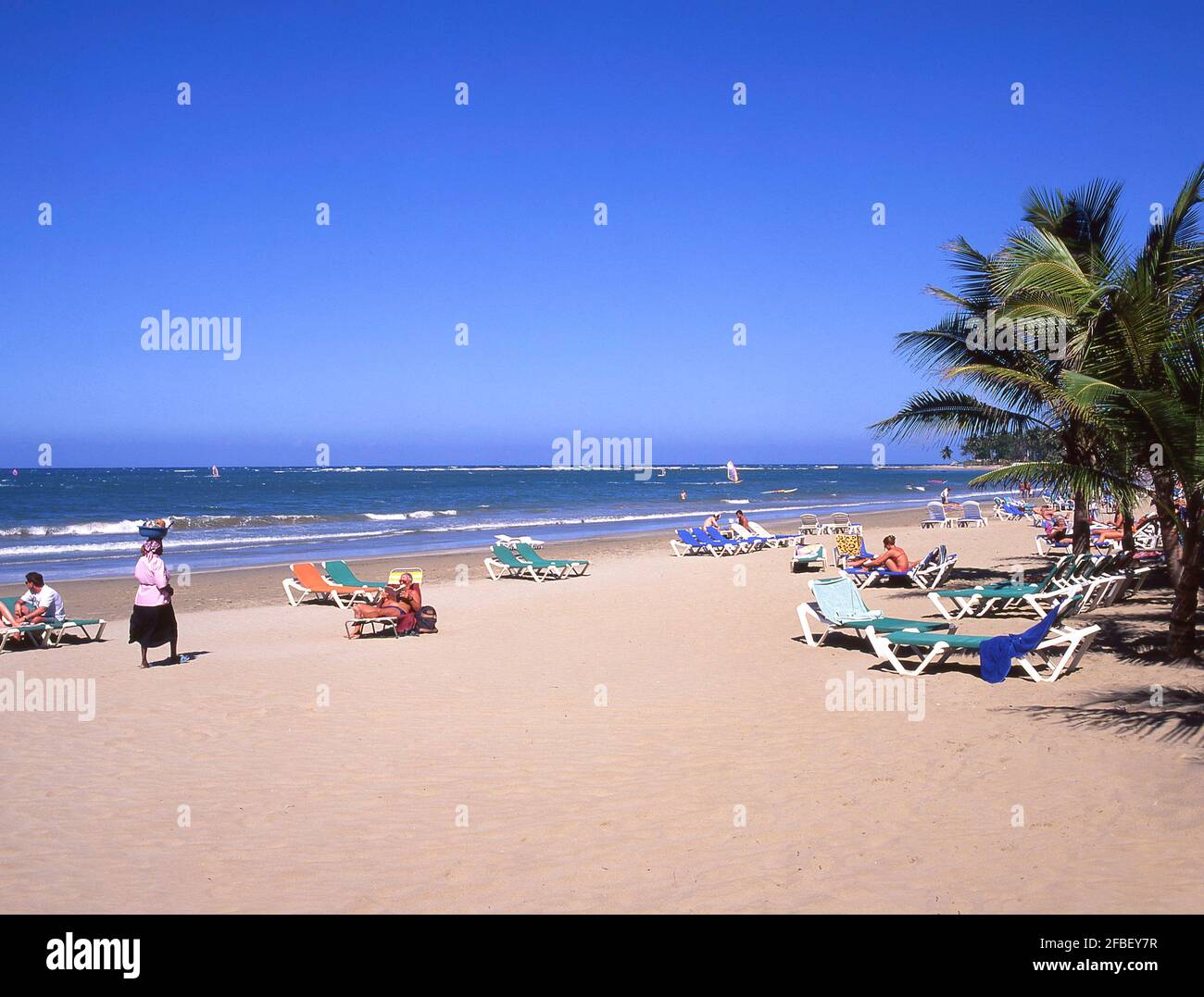 Spiaggia di Cabarete, Repubblica Dominicana, grandi Antille, Caraibi Foto Stock