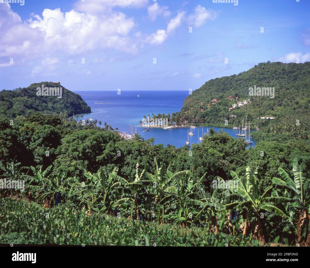 Marigot Bay, vicino a Castries, Castries trimestre, Saint Lucia, dei Caraibi Foto Stock