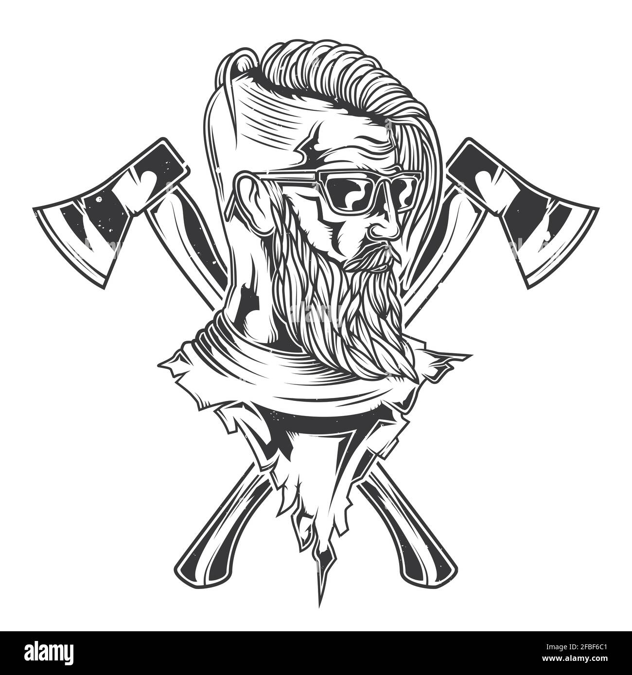 Design emblema con illustrazione del lumberjack Illustrazione Vettoriale