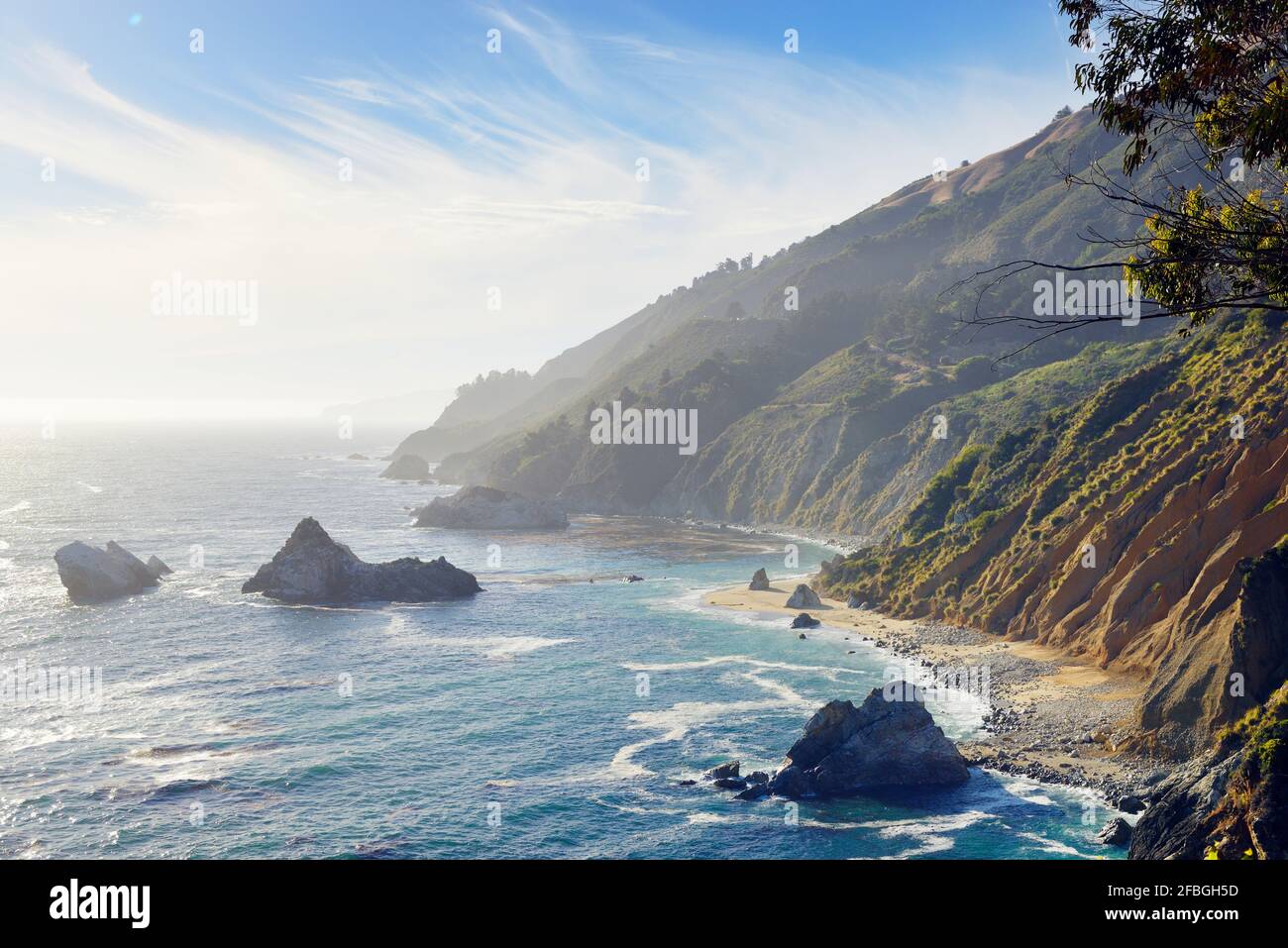 USA, California, Big sur, pittoresco paesaggio nel Julia Pfeiffer Burns state Park Foto Stock