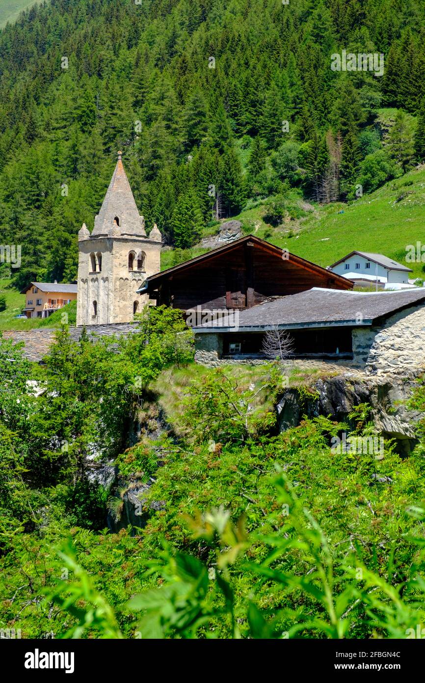 Svizzera, Wallis, Bourg-Saint-Pierre, edifici in Val d'Entremont Foto Stock