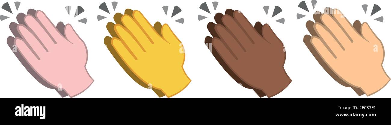 Illustrazione vettoriale di emoticon diverse di mani colorate Illustrazione Vettoriale