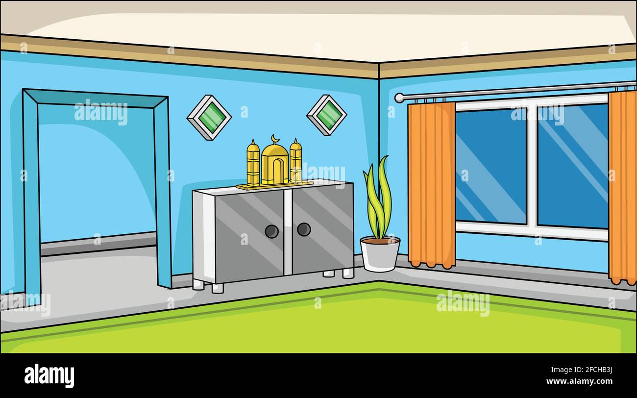 Contesto religioso musulmano all'interno della famiglia domestica . Con la moschea musulmana ornamentale con pianta decorativa.sfondo vettore di illustrazione musulmana. Illustrazione Vettoriale