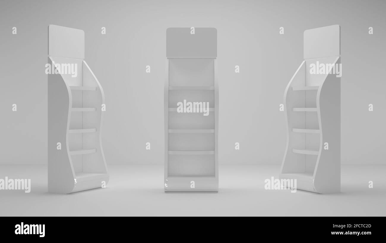 Fine gondola per l'illustrazione 3D di Super Markets Foto Stock