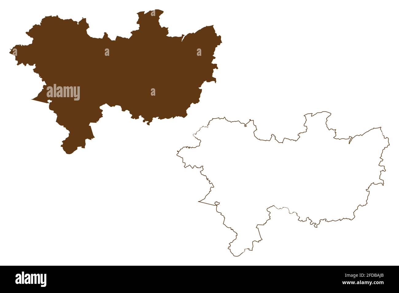 Distretto di Wetteraukreis (Repubblica federale di Germania, distretto rurale Darmstadt regione, stato di Assia, Assia, Assia) mappa illustrazione vettoriale, scribbl Illustrazione Vettoriale