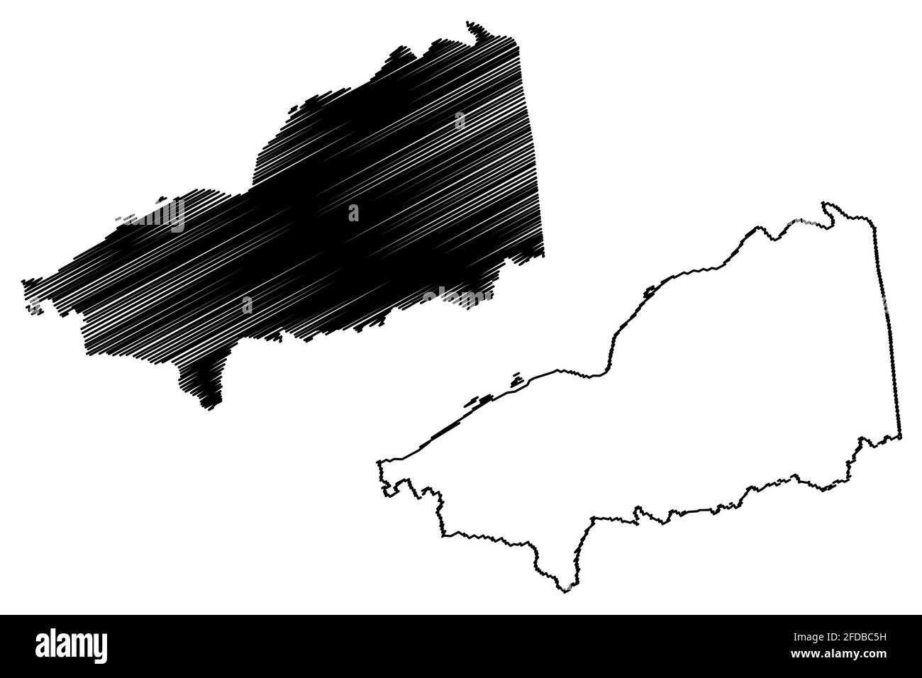 Pleasants County, state of West Virginia (Stati Uniti, Stati Uniti d'America, Stati Uniti, Stati Uniti, Stati Uniti) mappa vettoriale, schizzo scribbling mappa Pleasants Illustrazione Vettoriale
