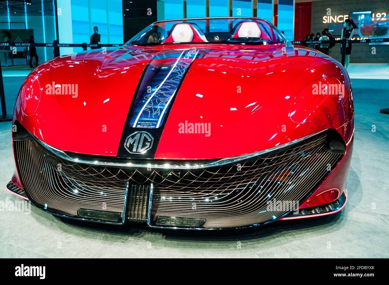 MG Cyberster Electric Roadster Concept in mostra al 2021 Shanghai Auto Show, Cina. Foto Stock