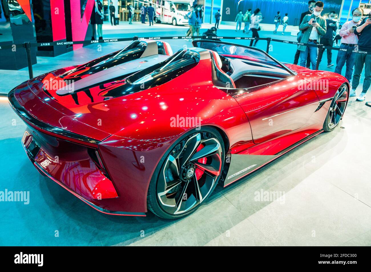 MG Cyberster Electric Roadster Concept in mostra al 2021 Shanghai Auto Show, Cina. Foto Stock