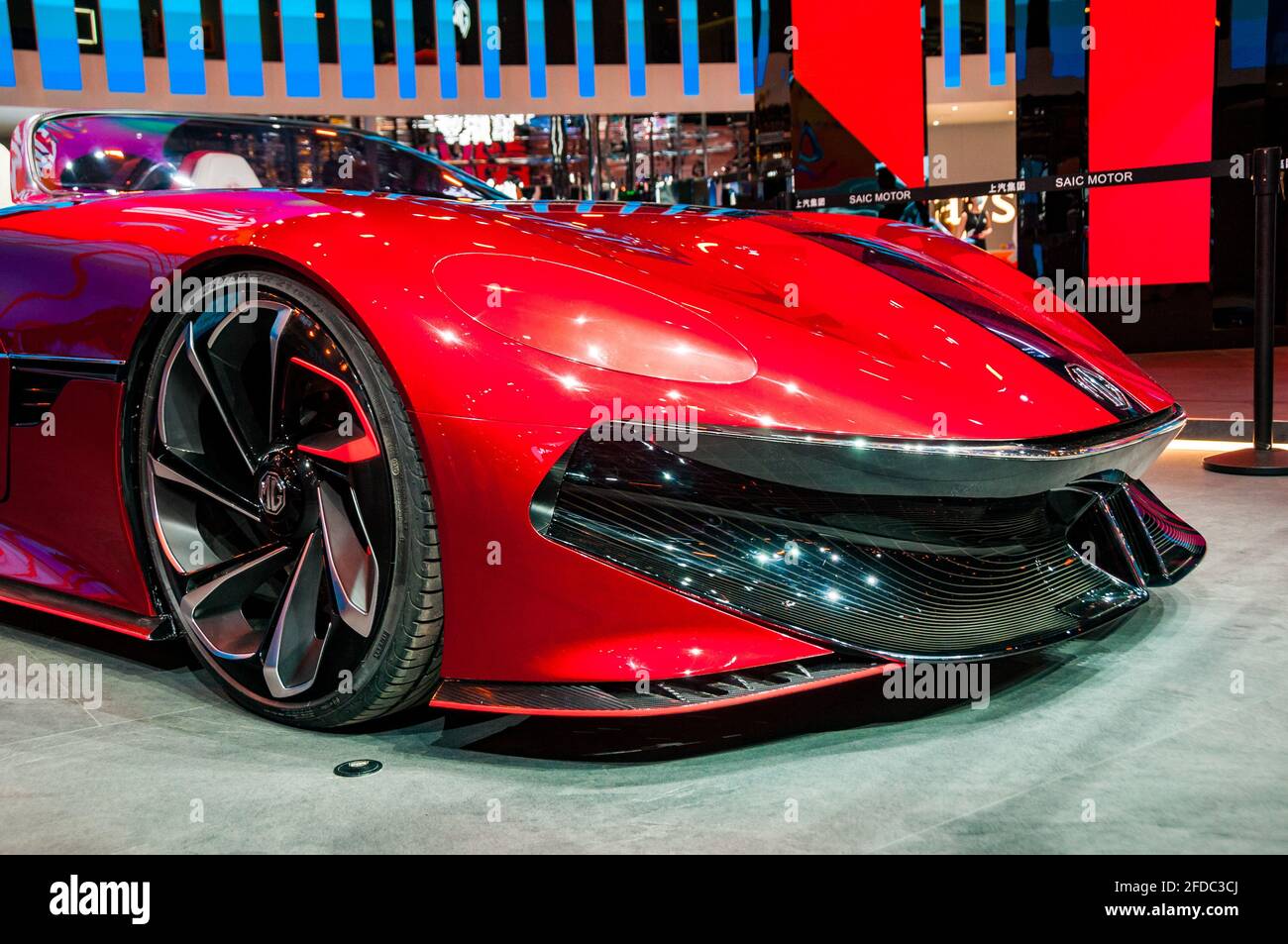 MG Cyberster Electric Roadster Concept in mostra al 2021 Shanghai Auto Show, Cina. Foto Stock