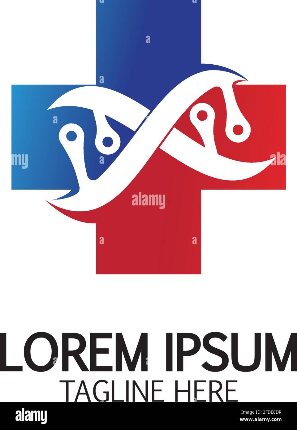 Modello di disegno icona del logo Health Cross DNA Illustrazione Vettoriale