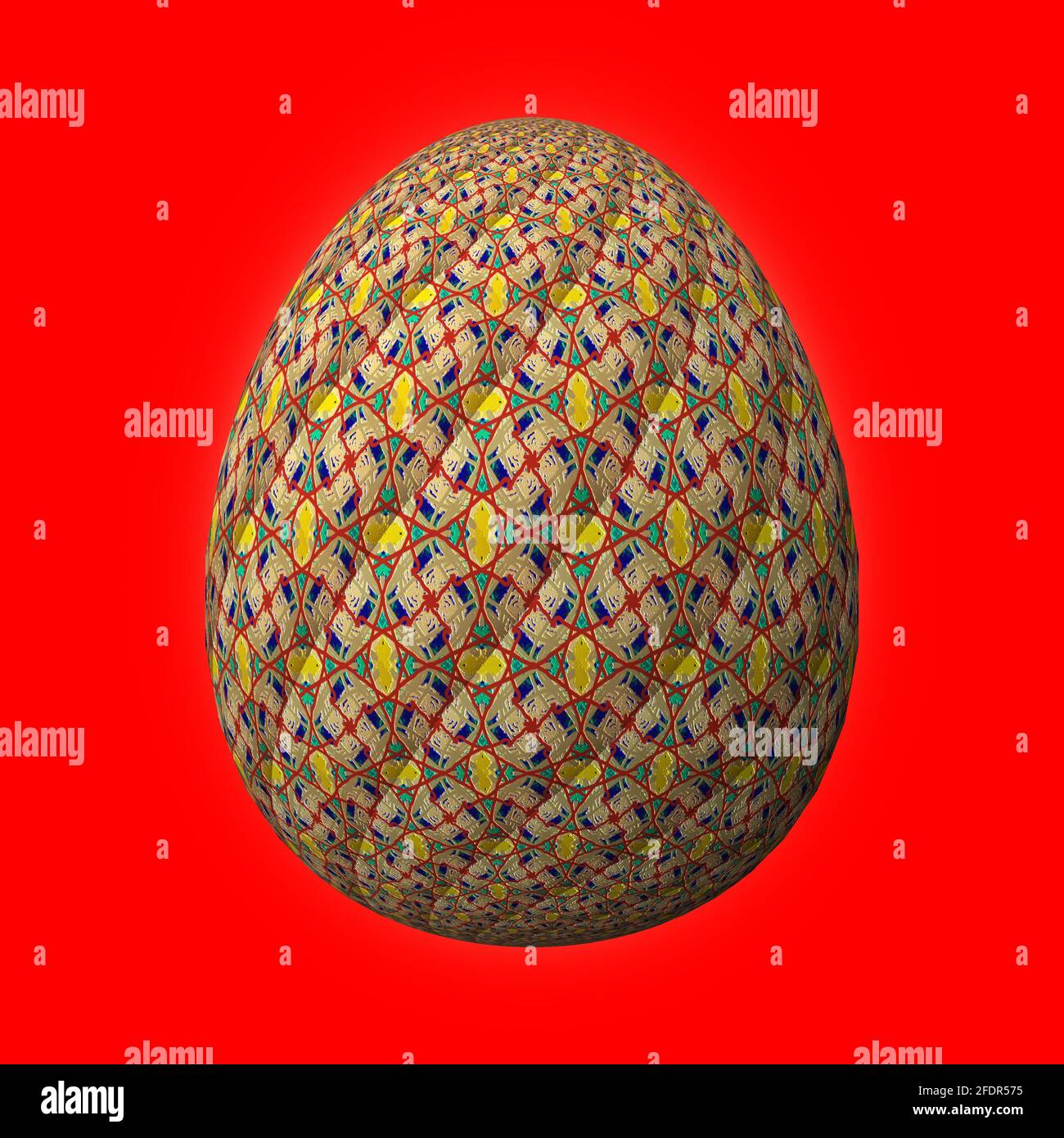 Happy Easter, uovo di pasqua 3D dal design artistico e colorato, illustrazione 3D in rosso Foto Stock