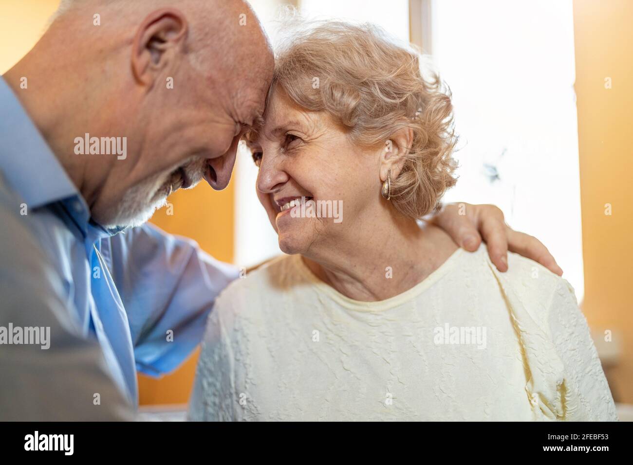 Felice coppia senior insieme a casa Foto Stock