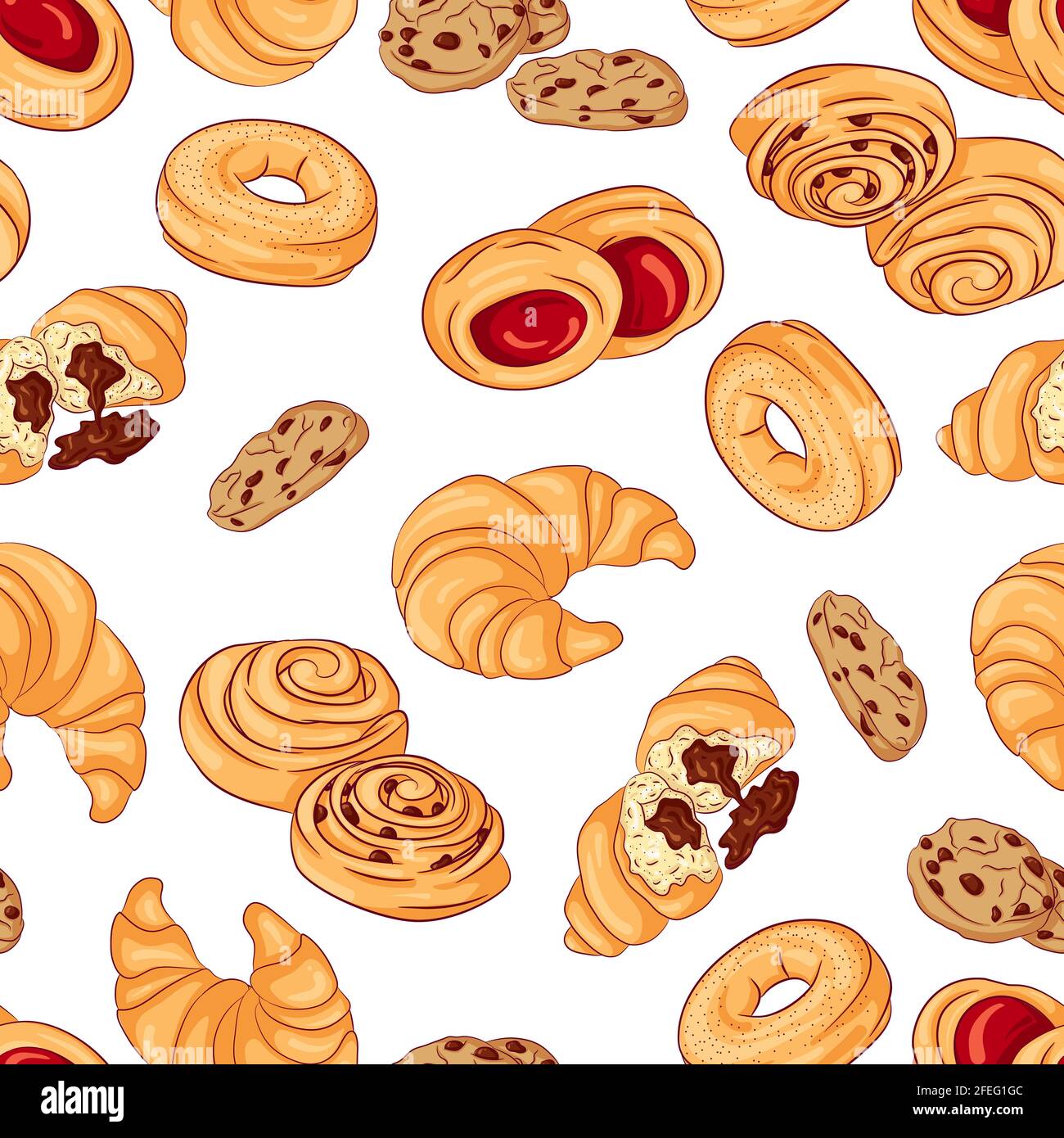Sfoglia vari tipi di pasticcini Illustrazione Vettoriale