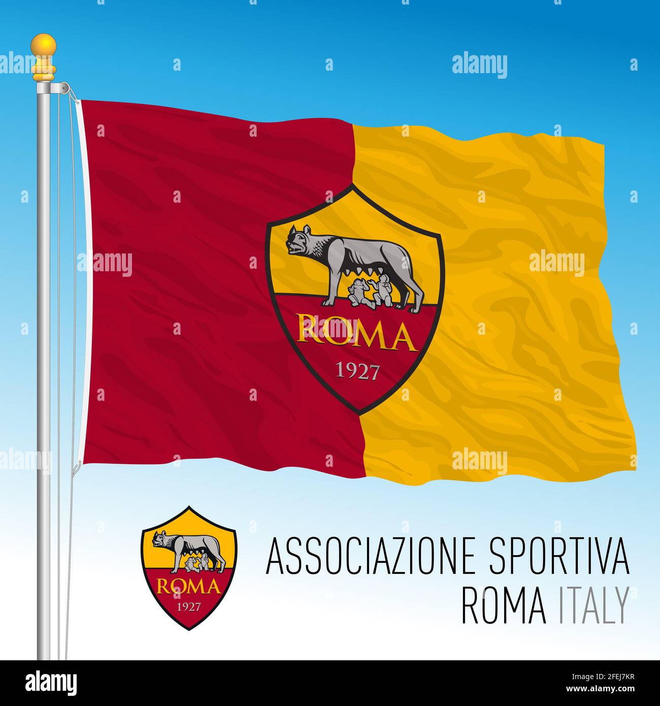 Italia, anno 2021, campionato di calcio - Roma AC bandiera e cresta di  squadra, illustrazione vettoriale Foto stock - Alamy