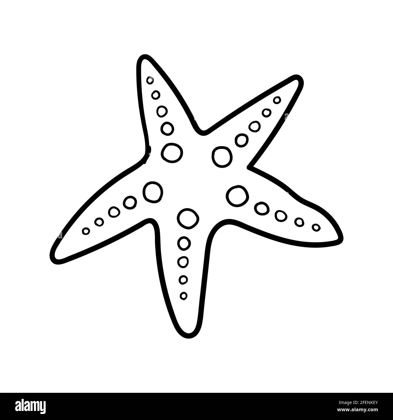 Vettore di doodle di Starfish disegnato a mano su bianco Illustrazione Vettoriale